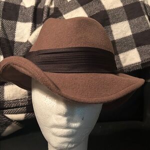 Vintage Lancaster Brown Fedora Hat with Black Band